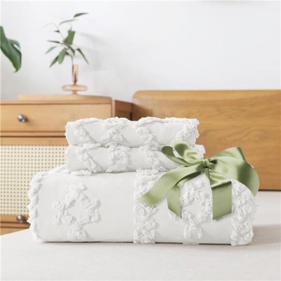 Boho Duvet Cover Queen Size Breathable Tufted Duvet Cover Set for All - Picture 5 of 7